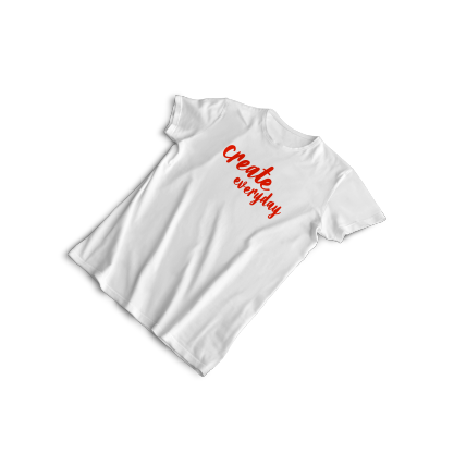Weißes T-Shirt mit roter Schrift